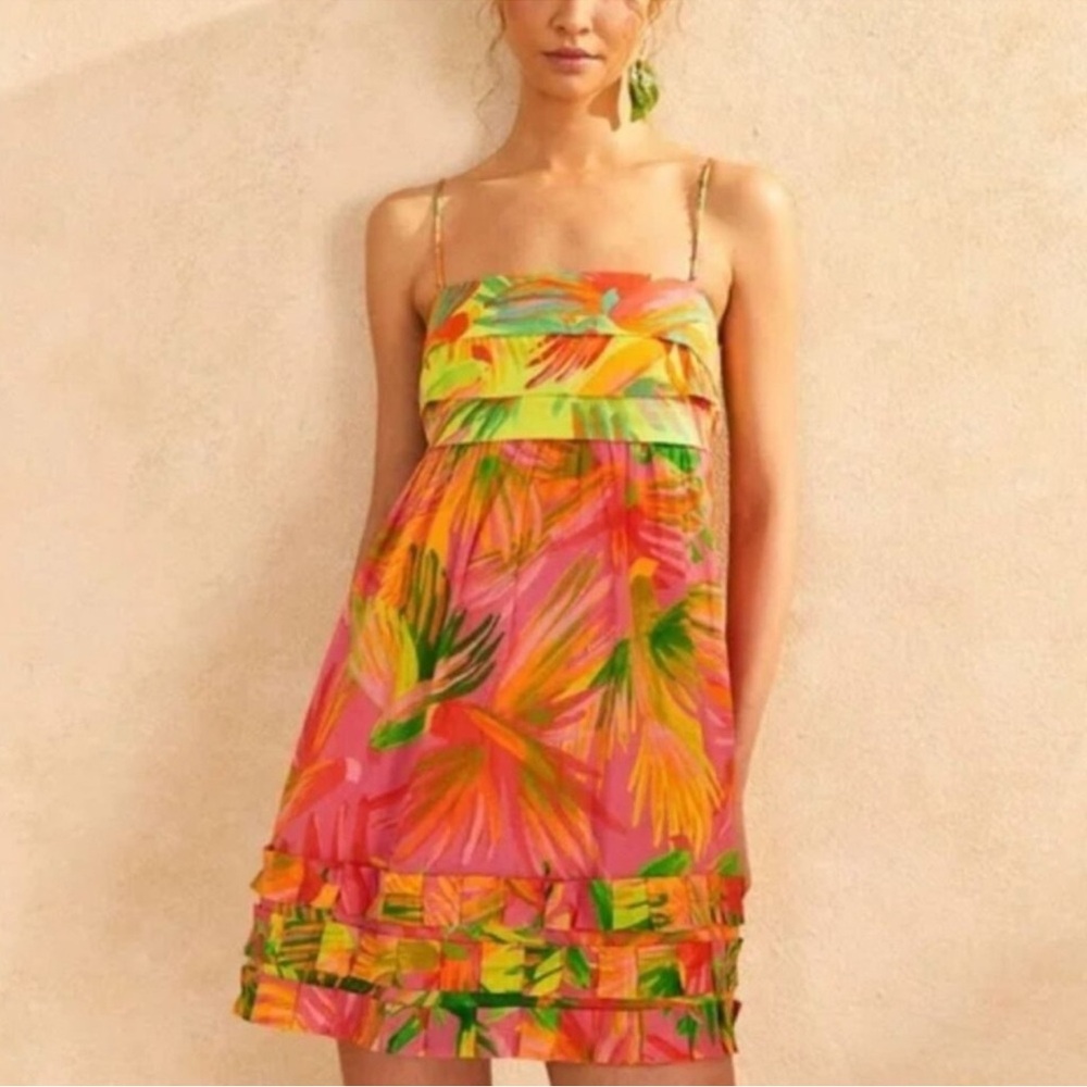 Farm Rio Tropical Pink and Green Dress